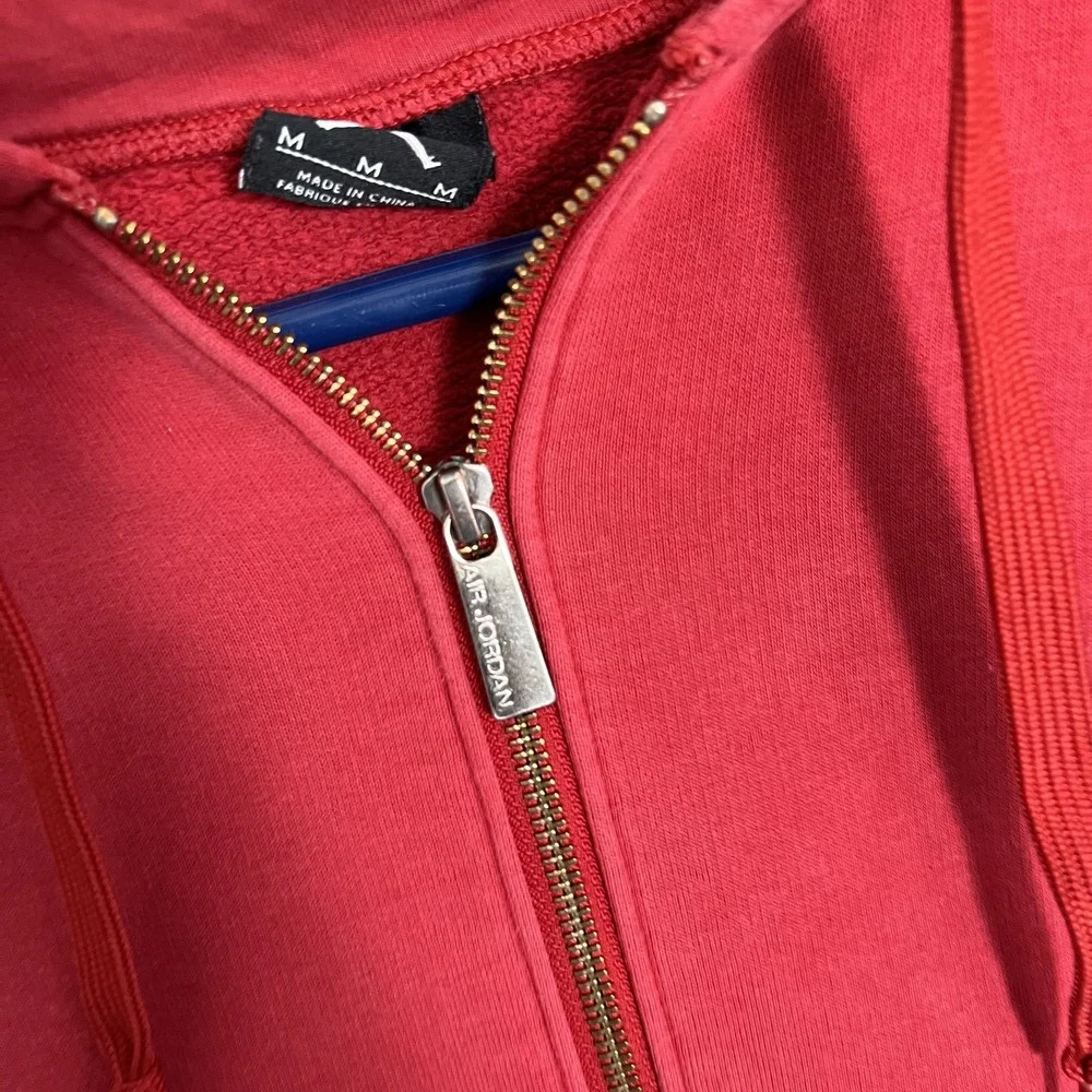 Jordan Hoodie Mens Medium Red Full Zip Air Jordan Jumpman Sweatshirt Distressed